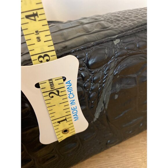 Brahmin Black Croc-Embossed Leather Satchel 14"x5"x11.5" With Top Handle - Picture 6 of 8